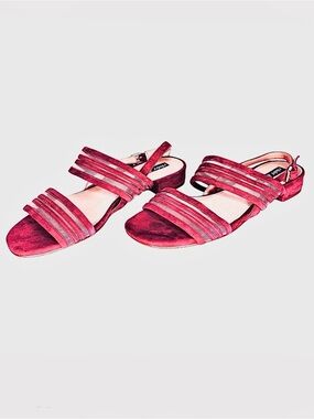 Violet & Red Marisol Mesh Insert Suede Sandal